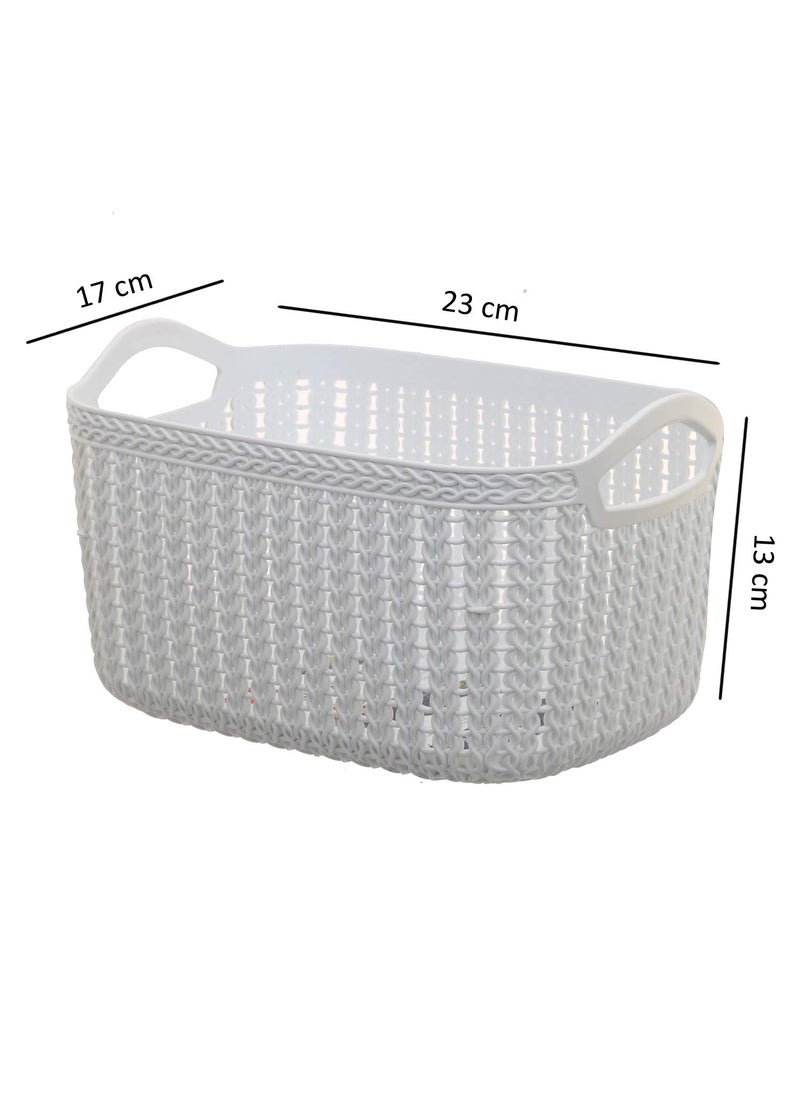 Kuber Industries Kuber Industries Plastic 2 Pieces Multipurpose Medium Size Flexible Storage Baskets/Fruit Vegetable Kitchen Organizer with Handles (White) - CTKTC030628  - Image 3
