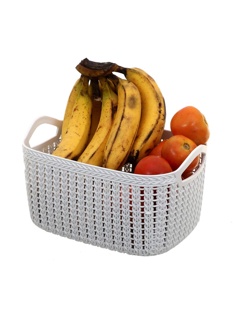 Kuber Industries Kuber Industries Plastic 2 Pieces Multipurpose Medium Size Flexible Storage Baskets/Fruit Vegetable Kitchen Organizer with Handles (White) - CTKTC030628  - Image 2