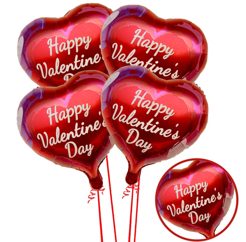 AMFIN Rubber (Pack Of 4) Valentine Combo Balloons/Happy Valentines Day Decoration Balloons/Valentine Decoration/Valentine Combo Items/Valentine Decoration Kit,Multicolor - Image 1