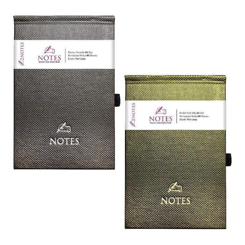 Anupam Anupam Note Pad A6 Hardbound 160 Pages 80gsm Natural Shade Paper Pocket Friendly Notebook with Bookmark and Elastic Pen Loop Pack of 2