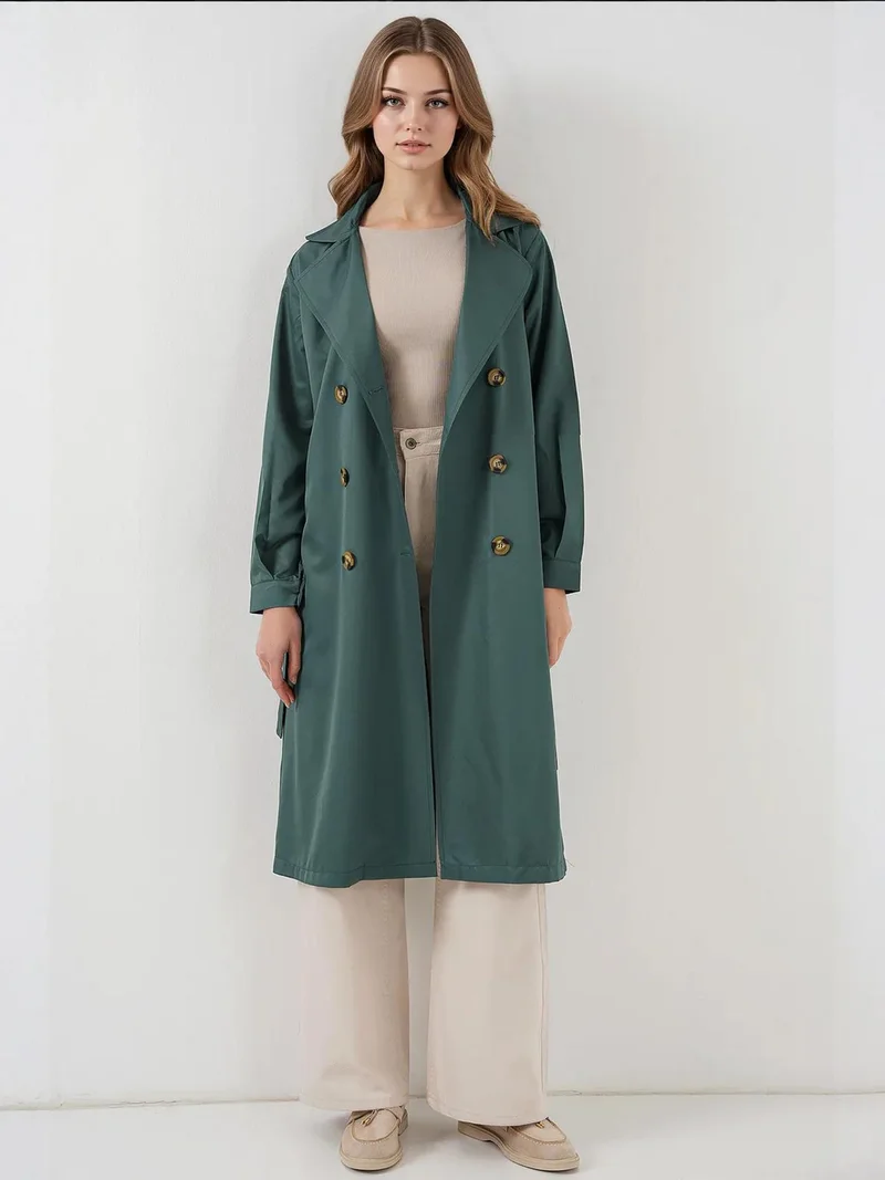 بيغ دارت معطف ترنش طويل بياقة مزدوجة من