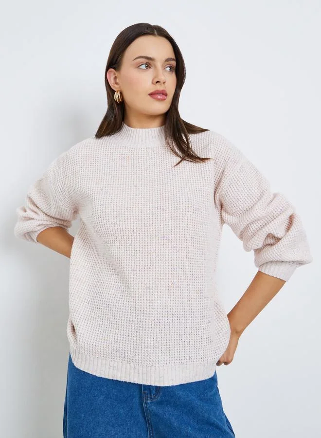 Regular Fit Chunky Knit Mixed Yarn Sweater