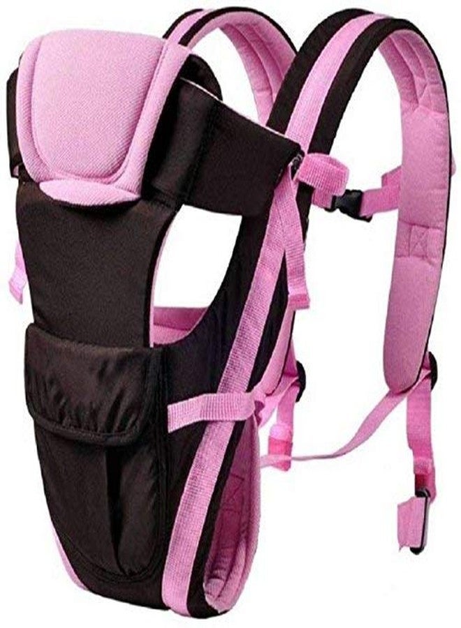 Crawl'in 4-in-1 Adjustable Baby Carrier Cum Kangaroo Bag/Honeycomb Texture Baby Carry Sling/Back/Front Carrier for Baby with Safety Belt and Buckle Straps (Black & Pink) - Image 1