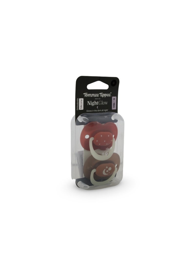 Tommee Tippee Nightglow Pacifier 6-18m – Cafe & Dusty Pink - Image 1