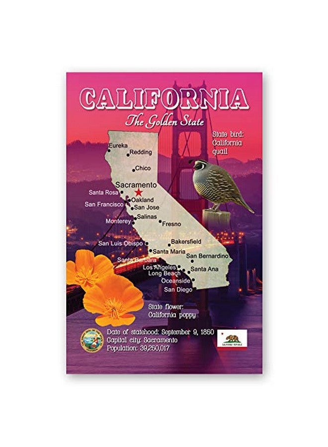 بوست كارد فير مجموعة بطاقات بريدية لخريطة كاليفورنيا مكونة من 20 بطاقة بريدية متطابقة. بطاقات بريدية لخريطة ولاية كاليفورنيا. صُنعت في الولايات المتحدة الأمريكية. - Image 1