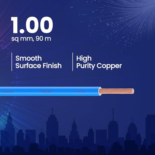 Polycab Suprema 1 sqmm Electron beam technology housewire|105C heat withstand capacity| No melt-No drip PVC insulation| 60 years product life|85% higher current carrying capacity|90M coil【Blue】 - Image 2