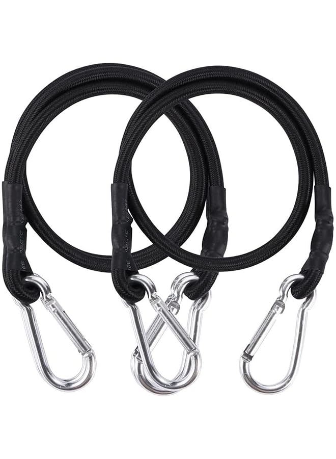 The Bros The Bros 2M Extra Long Bungee Cord, Anti Falling Fixed Lashing Rope with Carabiner Black, Elastic Binding Rope for Truck and Electric Vehicle Packaging 2Pcs - Image 1