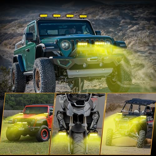 Auxbeam 5inch 68W Amber Fog Light Side Shooter LED Light Bar with Golden Yellow Spot Flood Combo Beam, Waterproof Offroad Fog Light for UTV ATV Jeep Wrangler Motor Truck Boat - Image 5