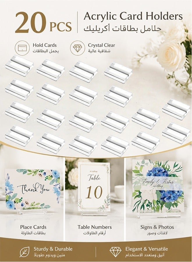 Bukela 10/20 Pcs Acrylic Stand Transparent Position Card Holder, 50*30*10mm Acrylic Sign Holder, Table Number Holder Card Display Stand, Suitable for Postcard Photo Wedding Party Event Office Business Meeting - Image 1