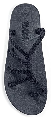 Plaka Relief Flip Flops for Women with Arch Support | Comfy Sandals for Women | Perfect for the Beach, Long Walks or Poolside | Reduces Heel & Back Pain | Black | Size 6 - Image 1