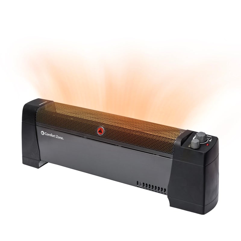 Comfort Zone Space Heater for Indoor Use  Bedroom Heater with Adjustable Thermostat Dent Proof Ends 1500W Black