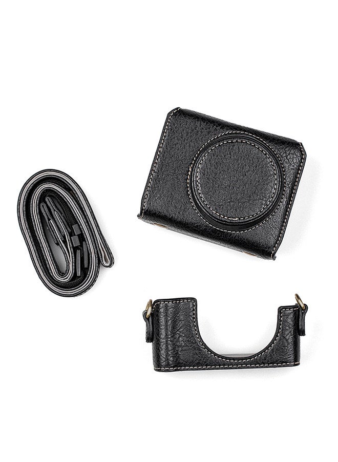 Digital Camera Protective Case PU Leather Camera Storage Bag with Removable Shoulder Strap Compatible with Sony ZV1