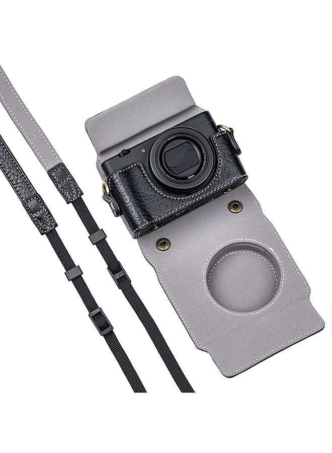 Digital Camera Protective Case PU Leather Camera Storage Bag with Removable Shoulder Strap Compatible with Sony ZV1