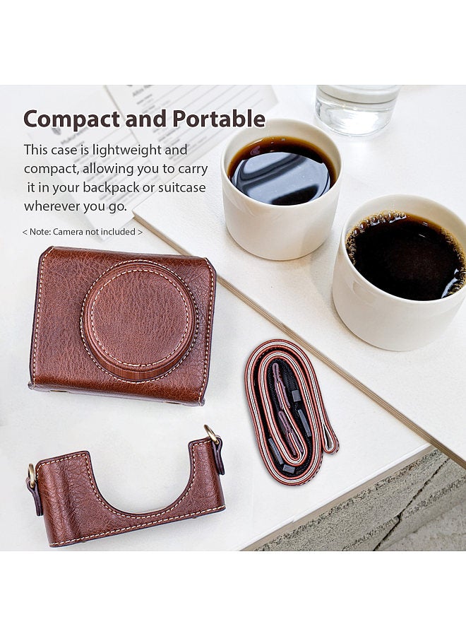 Digital Camera Protective Case PU Leather Camera Storage Bag with Removable Shoulder Strap Compatible with Sony ZV1