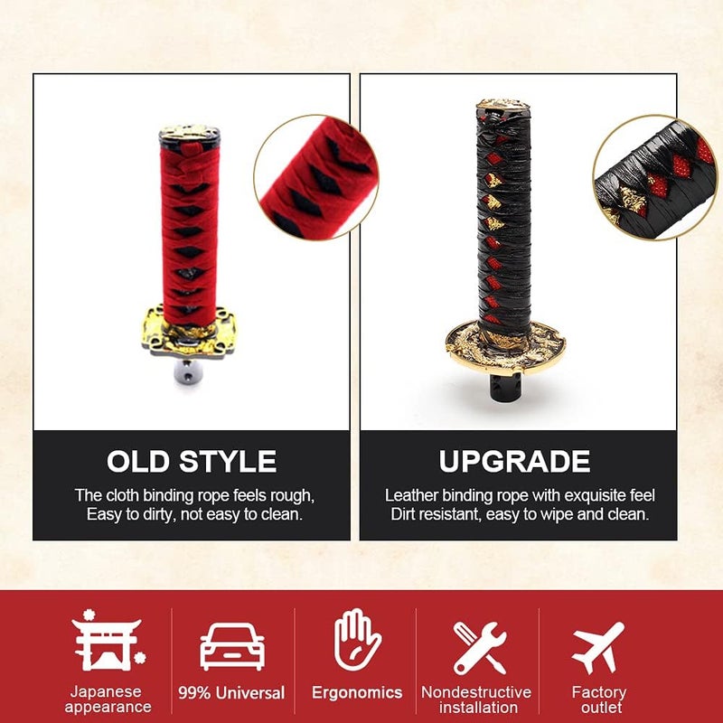GSTP Automatic Katana Shift Knob Samurai Sword Weighted Gear Shifter Konb Universal for Cars with Lock Button (15cm Black&Red) - Image 3