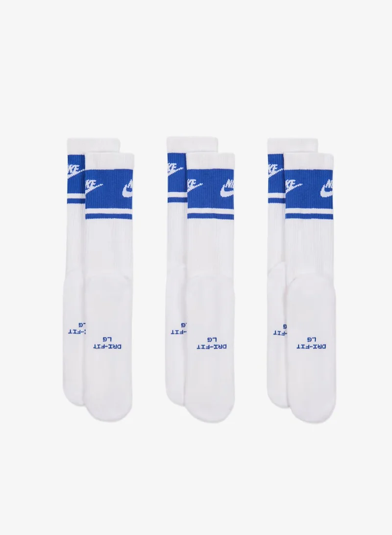 Nike WHITE(GAME ROYAL)/WHITE(GAME ROYAL)/WHITE(GAME ROYAL) 3-Pack Everyday Elevated Fta Crew Socks  | Best Price UAE