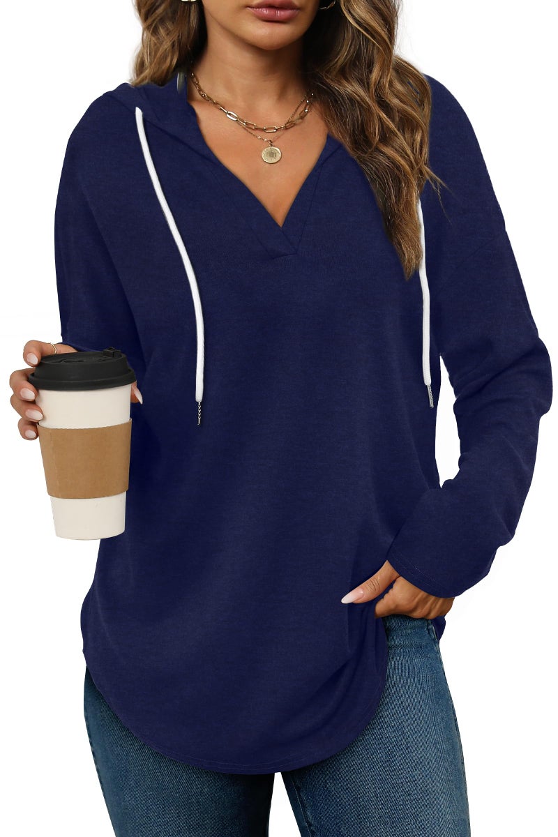 Bofell Womens Sweatshirts Oversized Casual Long Sleeve Tshirts Soft Lightweight Dark Blue XXL - Image 1