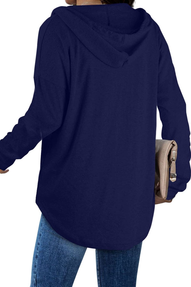Bofell Womens Sweatshirts Oversized Casual Long Sleeve Tshirts Soft Lightweight Dark Blue XXL - Image 4