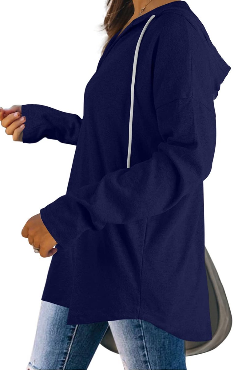 Bofell Womens Sweatshirts Oversized Casual Long Sleeve Tshirts Soft Lightweight Dark Blue XXL - Image 3