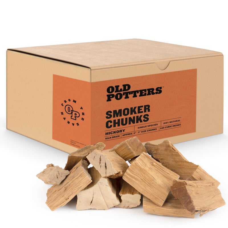 Old Potters Smoker Wood Chunks 1316 lbs for Grilling Smoking and Wood Fire Cooking  2 x 3 Inches Hickory 790 Cu in
