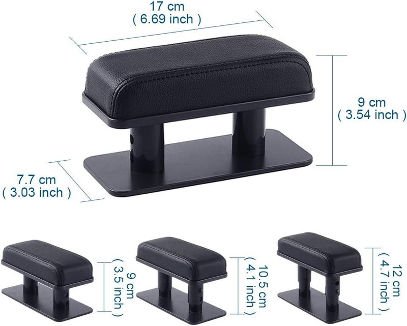ATMOMO Adjustable Height Car Armrest Left Elbow Support Pad Anti-Fatigue Car Door Armrest Rest Pad (Black) - Image 2