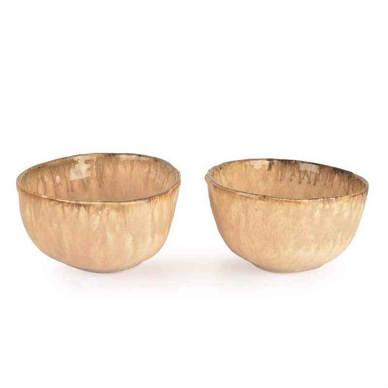 StyleMyWay Handmoulded Studio Pottery Snack Bowls in Brown (Set of 2) | Decorative Bowls for Kitchen - Image 2