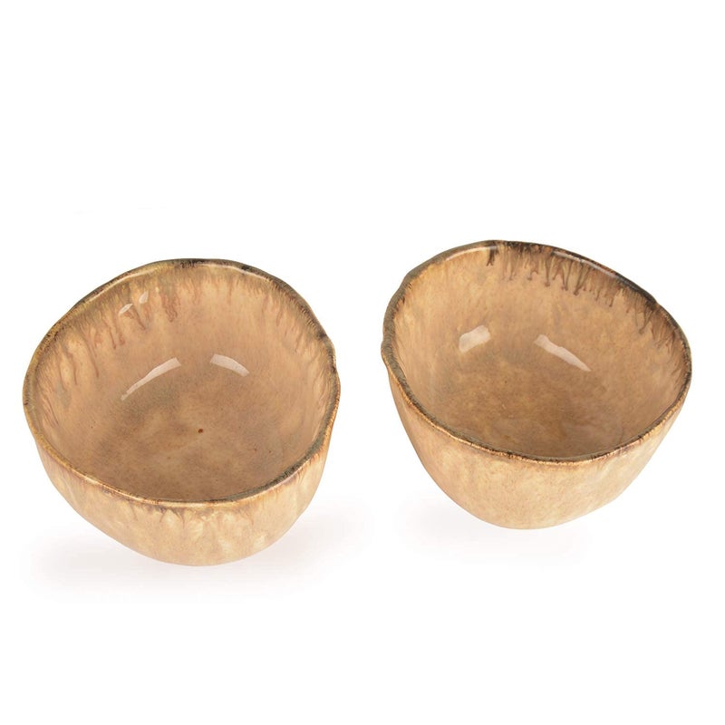 StyleMyWay Handmoulded Studio Pottery Snack Bowls in Brown (Set of 2) | Decorative Bowls for Kitchen - Image 4