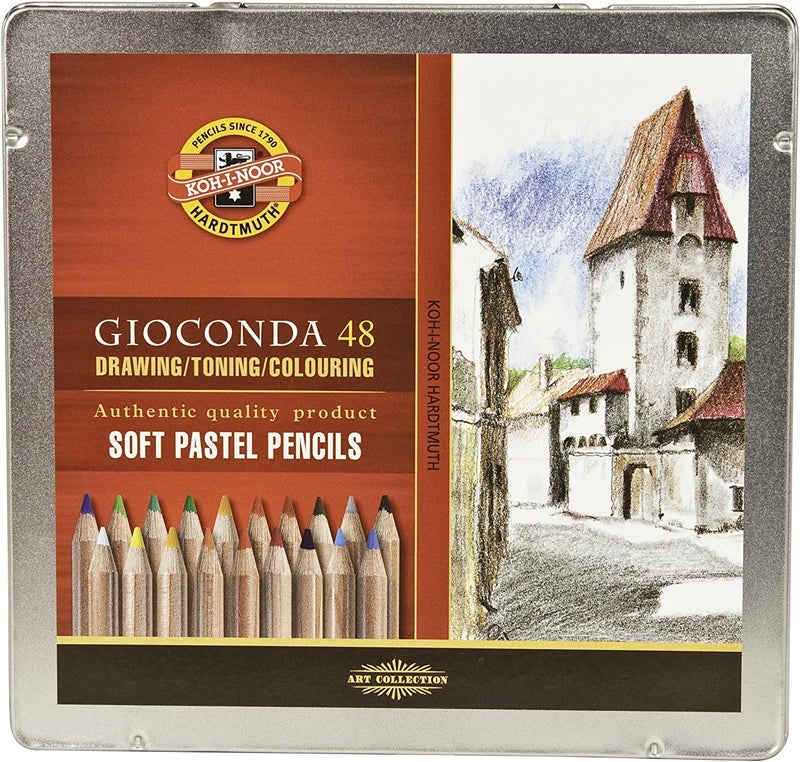 Koh-I-Noor Gioconda Soft Pastel Pencil Set - 48 Assorted Colored Pencils in Tin - Image 2