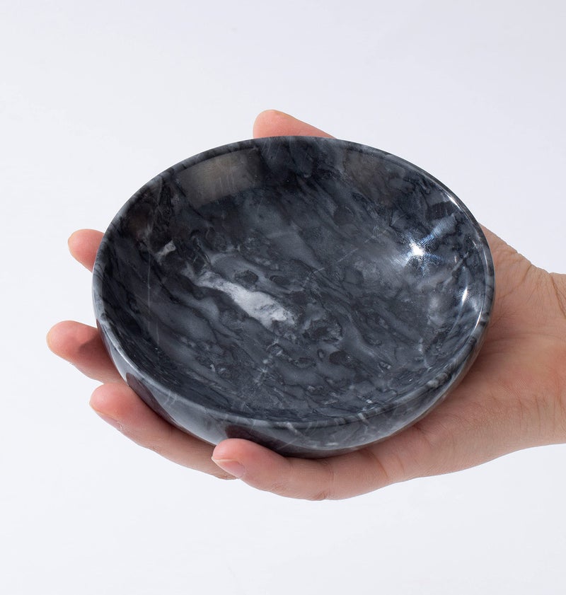 CM CHIC MONDAY 4.72 Inch Small Decorative Bowls, Natural Marble Decorative Bowls for Home Decor, Key Bowl, Coffee Tables Centerpiece, Soap Serving Bowl, Incense Burner, Smudge Bowl - Image 2
