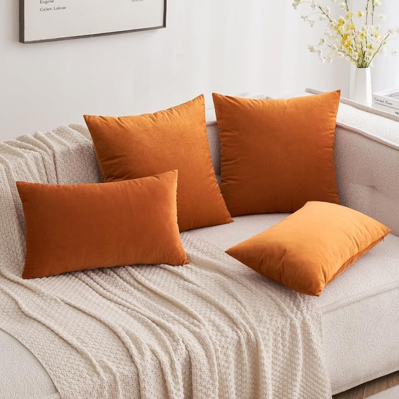 MIULEE Pack of 2, Velvet Soft Soild Decorative Square Throw Pillow Covers Set Cushion Case for Sofa Bedroom Car 12 x 20 Inch 30 x 50 cm - Image 4