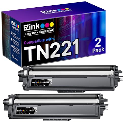 E-Z Ink خراطيش حبر E-Z Ink TN221 البديلة لطابعة Brother TN221 TN-221 حبر أسود للاستخدام مع MFC-9130CW HL-3170CDW HL-3140CW HL-3180CDW MFC-9330CDW MFC-9340CDW HL-3150CDN (2 حبر أسود TN221) - Image 1