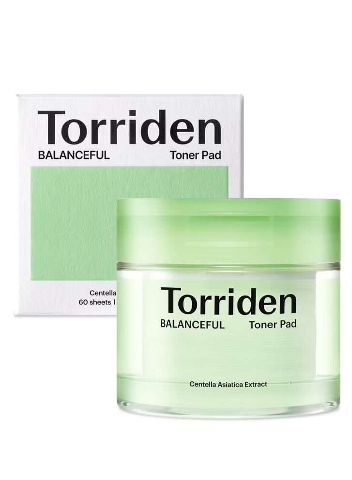 Torriden Balanceful Cica Toner Pads (60 Count), Daily Exfoliating Pads With Pha And Lha That Soothe And Tone - Vegan Pads Soaked With Centella Asiatica Essence For Oily, Combo, And Sensitive Skin - Image 1