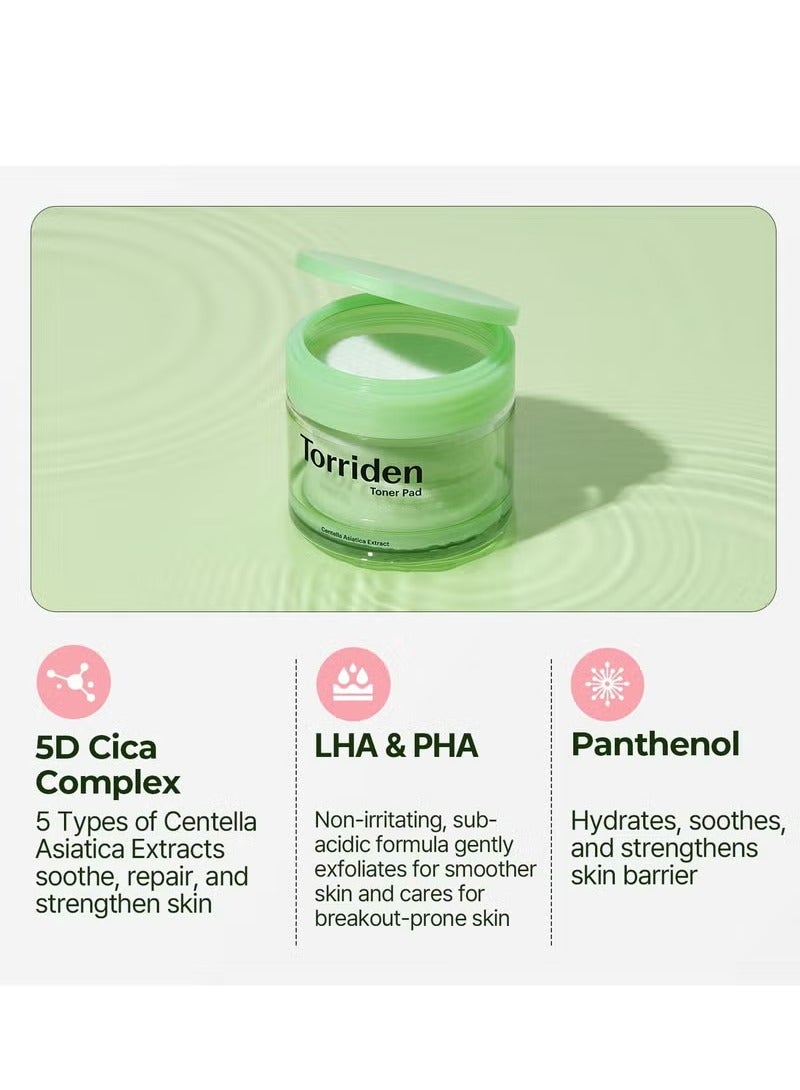 Torriden Balanceful Cica Toner Pads (60 Count), Daily Exfoliating Pads With Pha And Lha That Soothe And Tone - Vegan Pads Soaked With Centella Asiatica Essence For Oily, Combo, And Sensitive Skin - Image 5