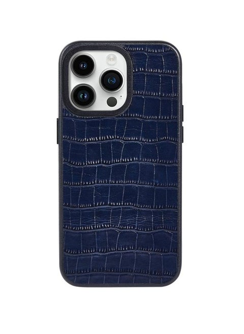 A-Case It's My Case Javan Series Fashion Genuine Leather Magnetic Case for iPhone 15 Pro Max, Supports Mag-Safe Wireless Charging, Slim and Durable Design, MagSafe Compatible – Leather Blue