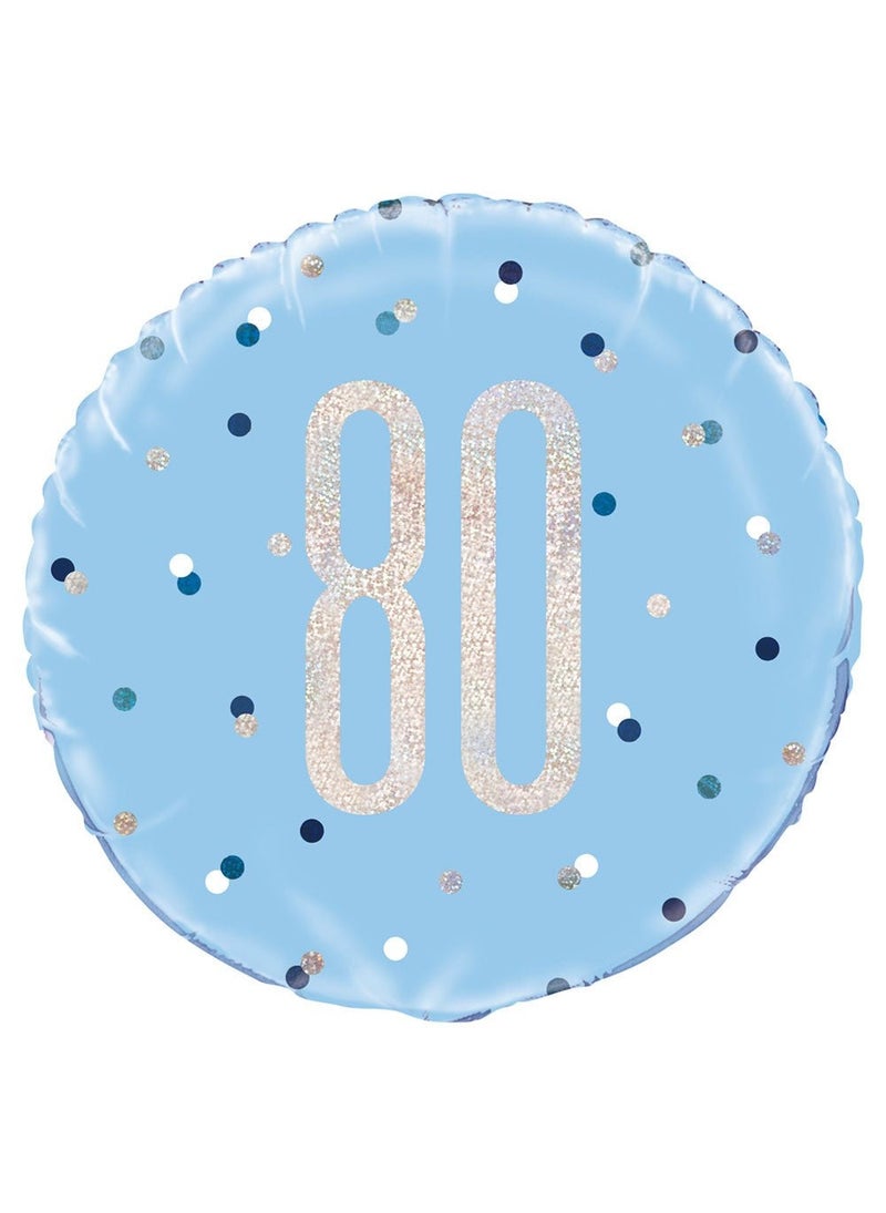 Unique 80-Years Birthday Anniversary Balloon Blue Silver Foil 45 cm
