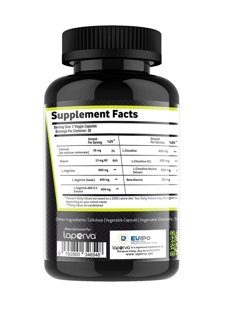 Laperva - L-Arginine L-Citrulline Beta-Alanine- 60Capsule - Image 1