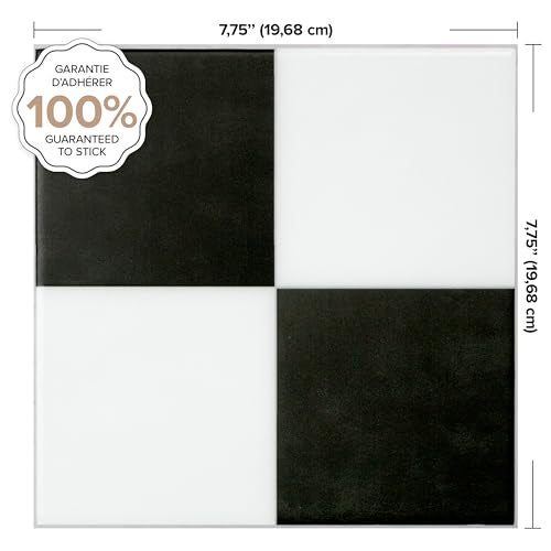 Smart Tiles بلاط ذكي لاصق وقابل للإزالة - 5 أوراق بحجم 7.75'' × 7.75'' - بلاط لاصق ثلاثي الأبعاد لواجهة المطبخ والحمام والجدران، مربعات متداخلة - Image 3