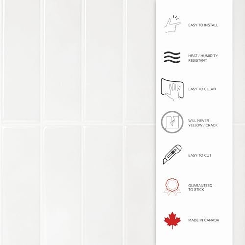 Smart Tiles بلاط ذكي لاصق وقابل للإزالة - 5 أوراق بحجم 7.75'' × 7.75'' - بلاط لاصق ثلاثي الأبعاد لواجهة المطبخ والحمام والجدران، مربعات متداخلة - Image 5
