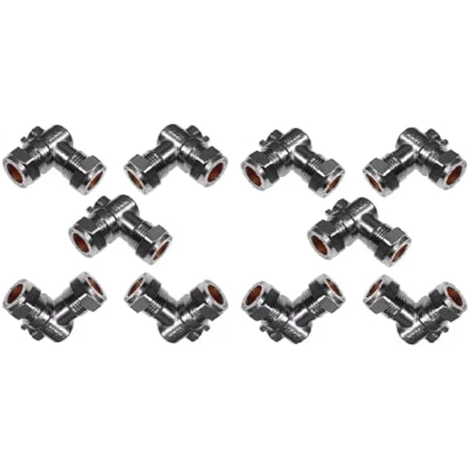 TC CHROME 15MM ANGLED ISOLATING VALVE COMPRESSION 90 DEGREE SLOTTED ISOLATION ELBOW VALVE - PACK OF 10