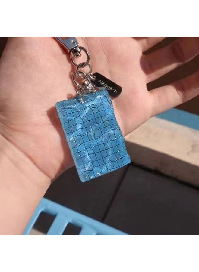 Generic - Creative Swimming Pool Keychain Wavy Keychain Decorations Car Key Ring Swimming Pool Keychain Alltaglich Pendant Swimmer's Gift-Color:A1 - Image 1