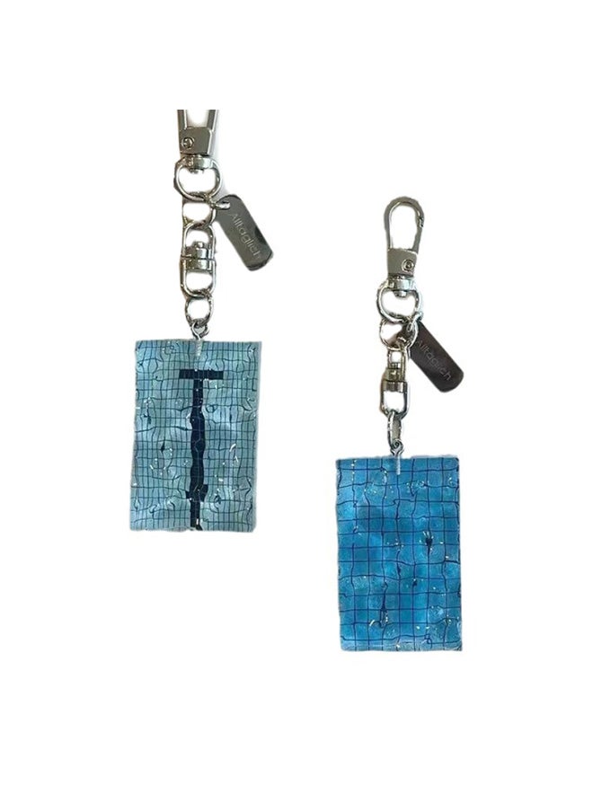 Generic - Creative Swimming Pool Keychain Wavy Keychain Decorations Car Key Ring Swimming Pool Keychain Alltaglich Pendant Swimmer's Gift-Color:A1 - Image 1