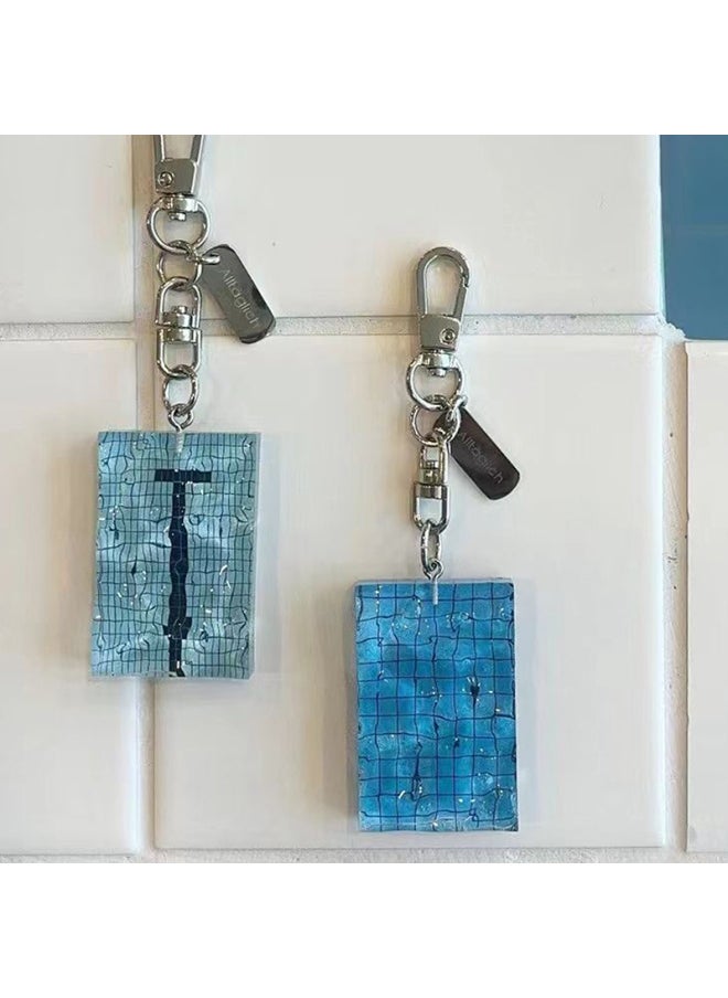 Generic - Creative Swimming Pool Keychain Wavy Keychain Decorations Car Key Ring Swimming Pool Keychain Alltaglich Pendant Swimmer's Gift-Color:A1 - Image 1