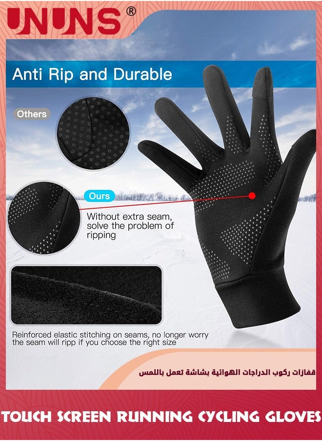 UNUNS Running Gloves,Cycling Gloves,Winter Warm Sports Gloves,Touch Screen Fingers Gloves,Anti-Slip Windproof Waterproof Gloves For Men Women Outdoor Sports Running Riding And Driving,Black L  - Image 3