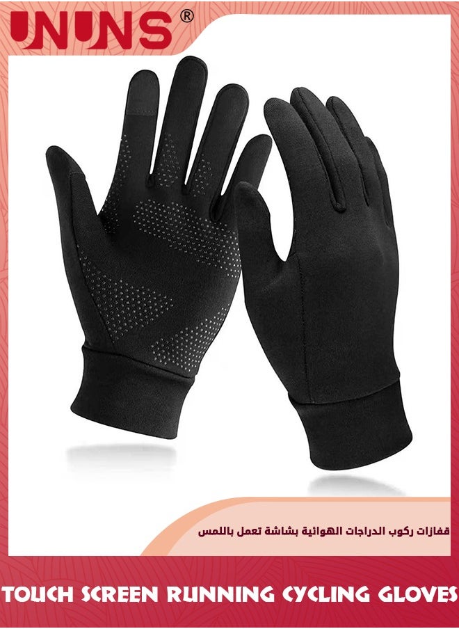 UNUNS Running Gloves,Cycling Gloves,Winter Warm Sports Gloves,Touch Screen Fingers Gloves,Anti-Slip Windproof Waterproof Gloves For Men Women Outdoor Sports Running Riding And Driving,Black L  - Image 1