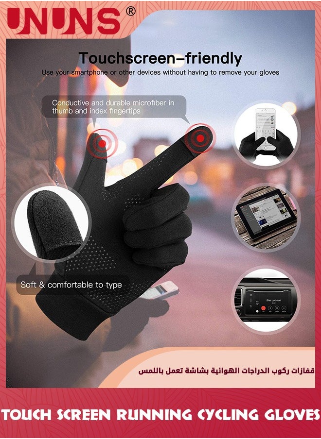 UNUNS Running Gloves,Cycling Gloves,Winter Warm Sports Gloves,Touch Screen Fingers Gloves,Anti-Slip Windproof Waterproof Gloves For Men Women Outdoor Sports Running Riding And Driving,Black L  - Image 4