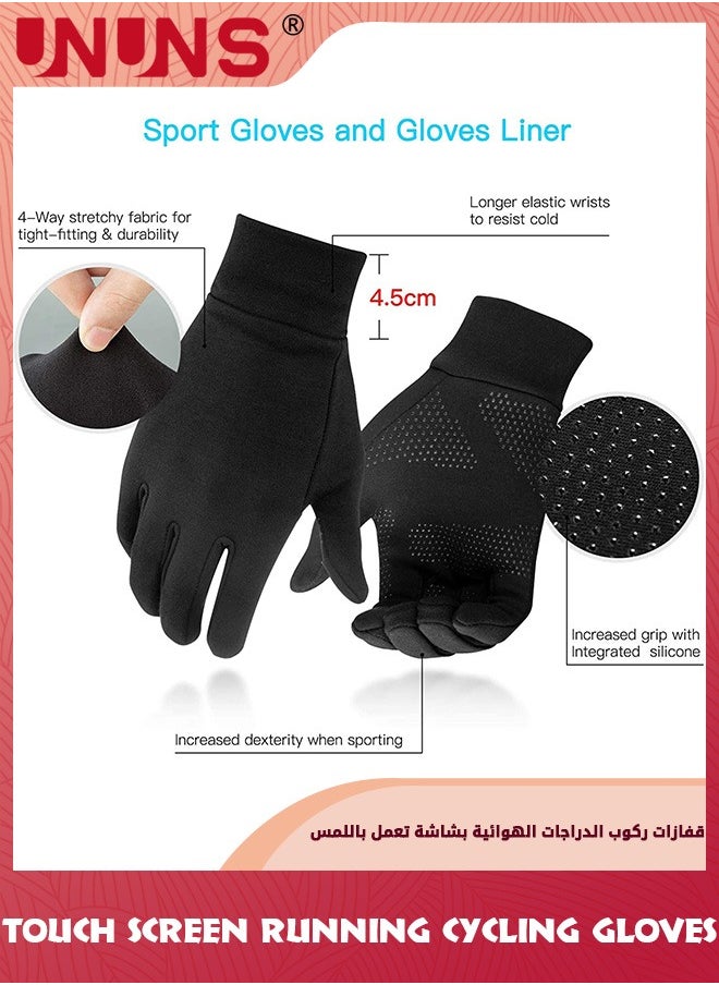 UNUNS Running Gloves,Cycling Gloves,Winter Warm Sports Gloves,Touch Screen Fingers Gloves,Anti-Slip Windproof Waterproof Gloves For Men Women Outdoor Sports Running Riding And Driving,Black L  - Image 2