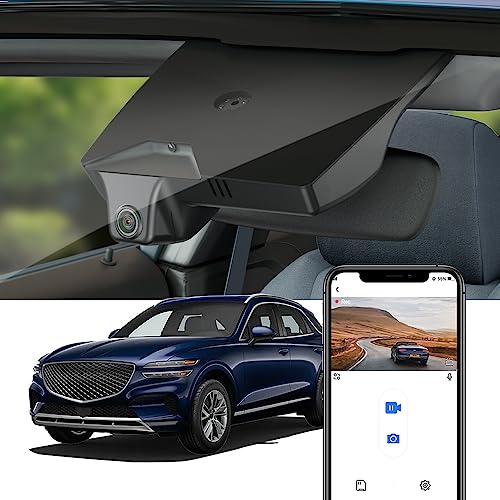 FITCAMX كاميرا داش فيت كام إكس 4K مناسبة لجينيسيس GV70 2022-2026 2.5T 3.5T سبورت أدفانسد بريستيج سيلكت (HD2-AR100)، مظهر OEM، فيديو UHD 2160P، واي فاي وتطبيق، تسجيل متكرر، حساس G، توصيل وتشغيل، بطاقة 64GB - Image 1