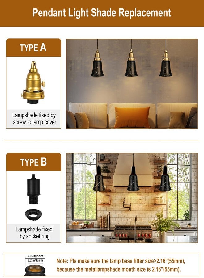 ALUCSET 4 Pack Ceiling Fan Light Covers Shade Replacements with 1-5/8" Fitter, 4.5" Height and 4-3/4" Diameter, Metal Bell Shaped Cover for Chandelier Pendant Light Wall Sconces Series (Starry Sky) - Image 4