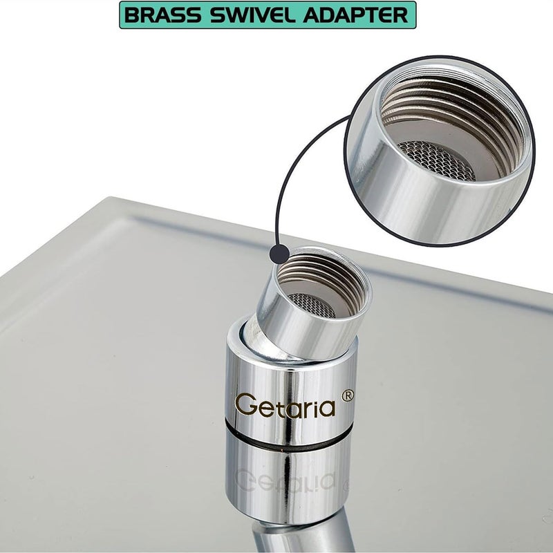 Getaria 12 Inch Square Rain Shower Head - High Pressure Stainless Steel with 144 Silicone Jets - Image 3