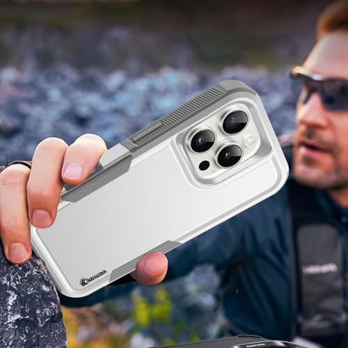 KARWAN Shockproof Back Case Cover Compatible with iPhone 16 Pro, Heavy Duty Case with 360 Degree Camera Protection, Dual Layer Rugged Bumper Protection Cover with Matte Finish (White) - Image 5